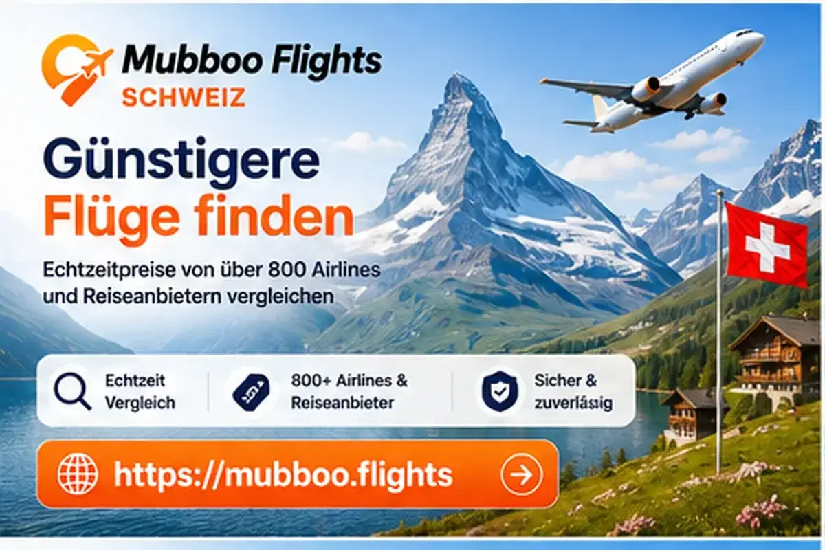Mubboo Flights poster for comparing cheaper flights from Switzerland